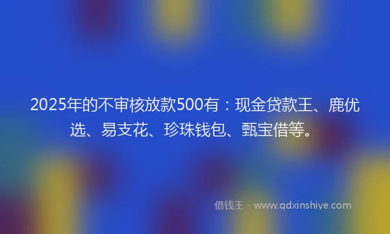 2025年的不审核放款500有：现金贷款王、鹿优选、易支花、珍珠钱包、甄宝借等。