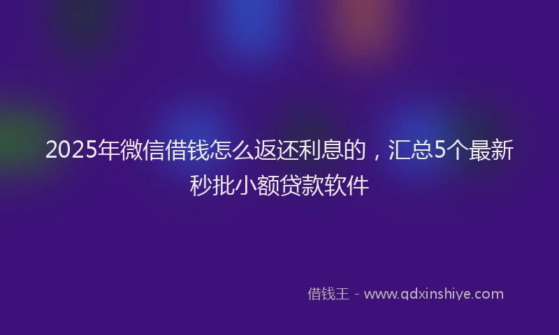 2025年微信借钱怎么返还利息的，汇总5个最新秒批小额贷款软件