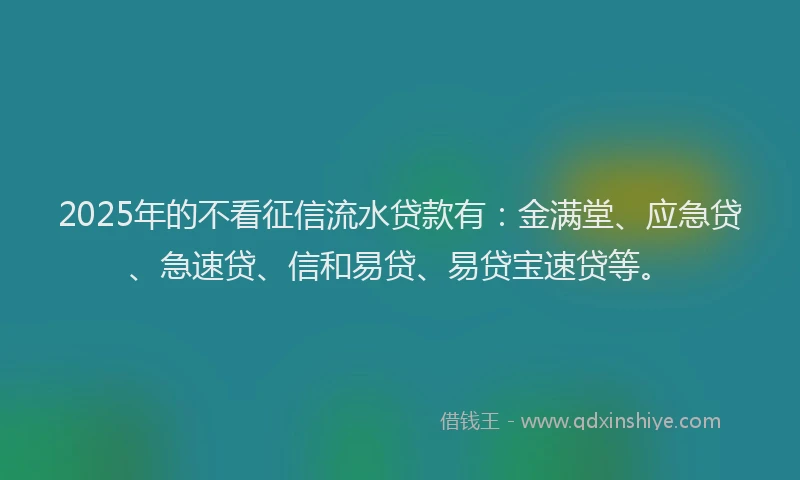 2025年的不看征信流水贷款有：金满堂、应急贷、急速贷、信和易贷、易贷宝速贷等。