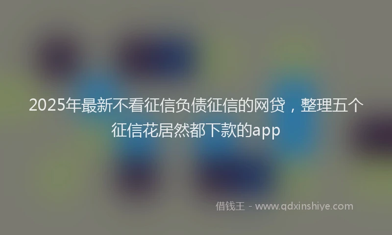 2025年最新不看征信负债征信的网贷，整理五个征信花居然都下款的app
