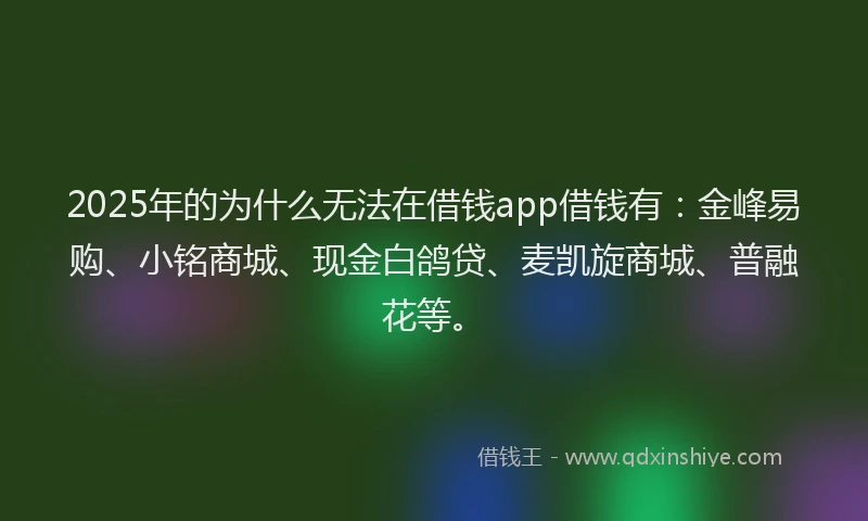 2025年的为什么无法在借钱app借钱有：金峰易购、小铭商城、现金白鸽贷、麦凯旋商城、普融花等。
