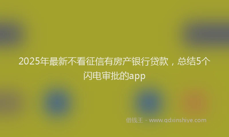 2025年最新不看征信有房产银行贷款，总结5个闪电审批的app