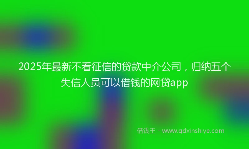 2025年最新不看征信的贷款中介公司，归纳五个失信人员可以借钱的网贷app