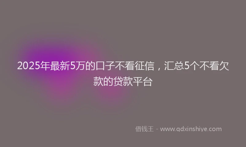 2025年最新5万的口子不看征信，汇总5个不看欠款的贷款平台