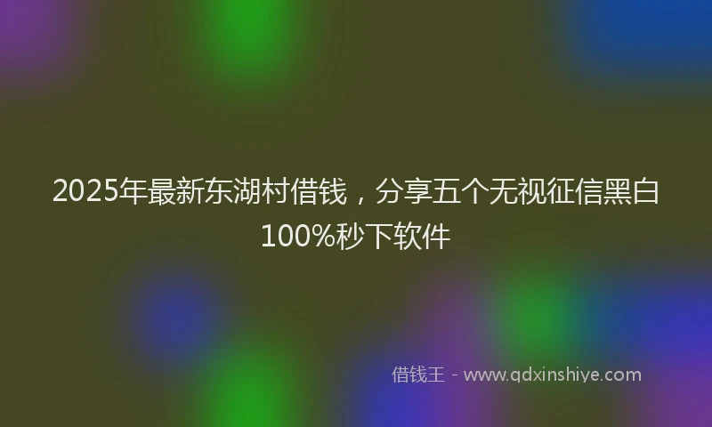 2025年最新东湖村借钱，分享五个无视征信黑白100%秒下软件