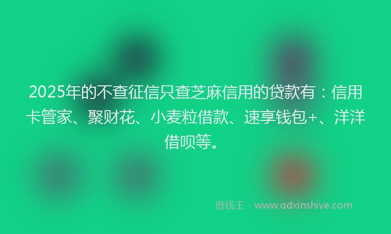 2025年的不查征信只查芝麻信用的贷款有：信用卡管家、聚财花、小麦粒借款、速享钱包+、洋洋借呗等。