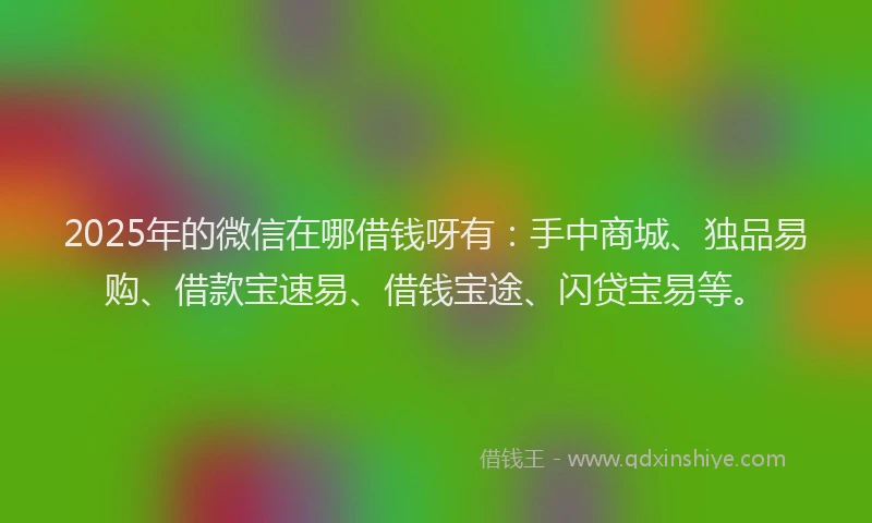 2025年的微信在哪借钱呀有：手中商城、独品易购、借款宝速易、借钱宝途、闪贷宝易等。