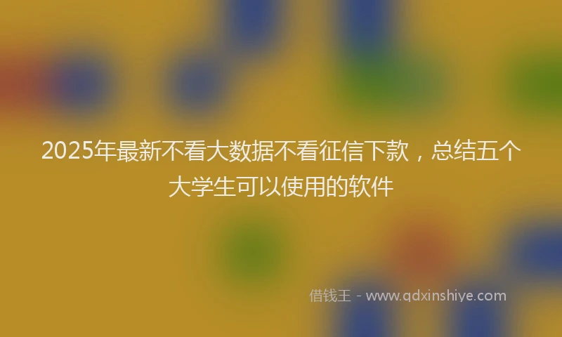 2025年最新不看大数据不看征信下款，总结五个大学生可以使用的软件