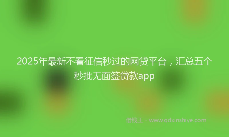 2025年最新不看征信秒过的网贷平台，汇总五个秒批无面签贷款app