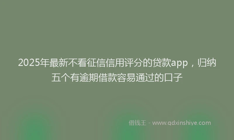 2025年最新不看征信信用评分的贷款app，归纳五个有逾期借款容易通过的口子
