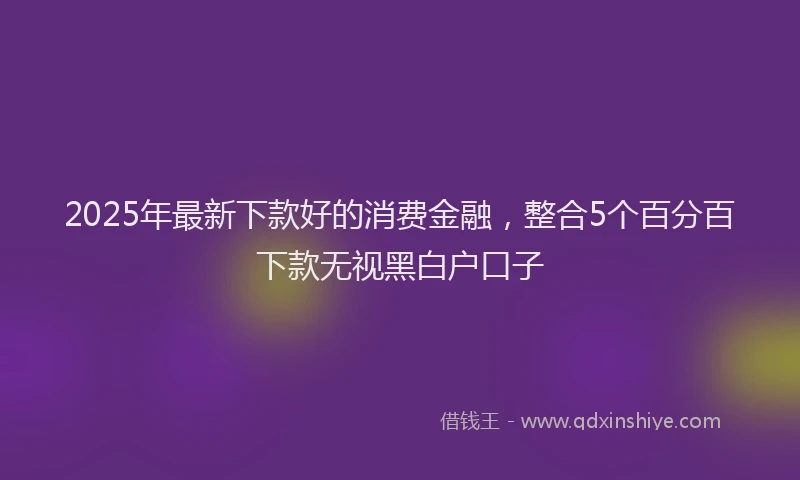 2025年最新下款好的消费金融，整合5个百分百下款无视黑白户口子