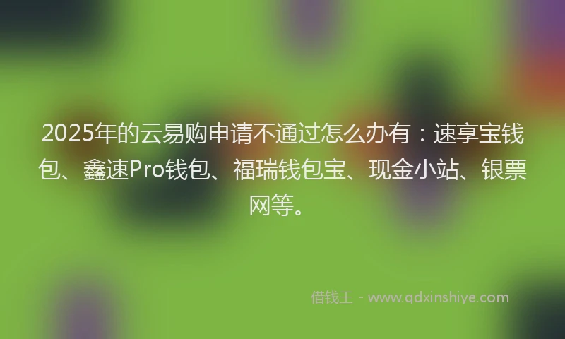 2025年的云易购申请不通过怎么办有：速享宝钱包、鑫速Pro钱包、福瑞钱包宝、现金小站、银票网等。