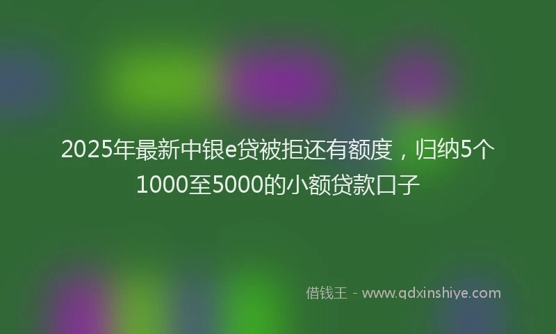 2025年最新中银e贷被拒还有额度，归纳5个1000至5000的小额贷款口子