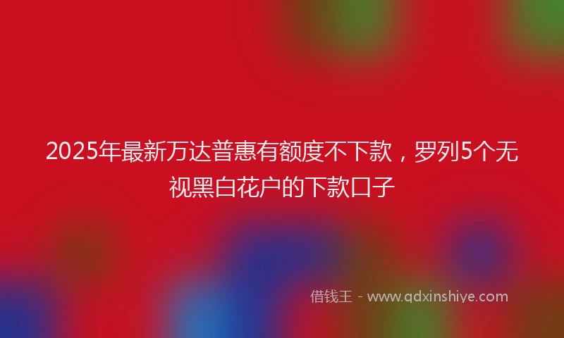 2025年最新万达普惠有额度不下款，罗列5个无视黑白花户的下款口子
