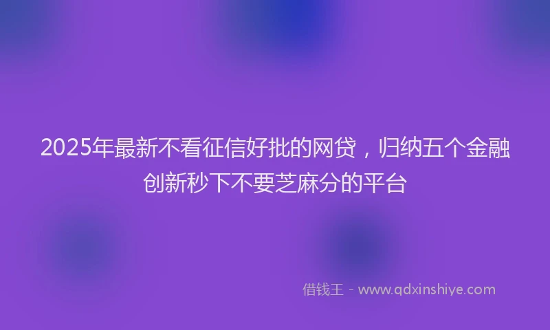 2025年最新不看征信好批的网贷，归纳五个金融创新秒下不要芝麻分的平台