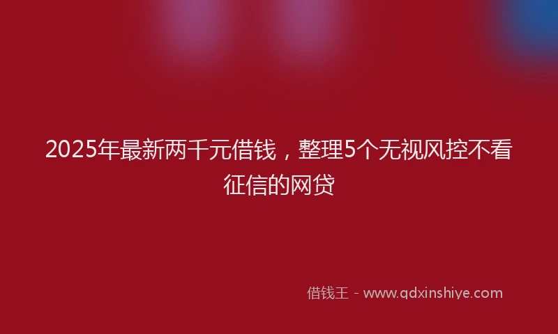 2025年最新两千元借钱，整理5个无视风控不看征信的网贷
