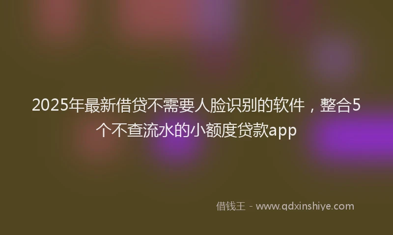 2025年最新借贷不需要人脸识别的软件，整合5个不查流水的小额度贷款app