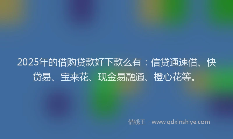 2025年的借购贷款好下款么有：信贷通速借、快贷易、宝来花、现金易融通、橙心花等。