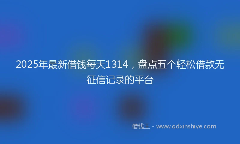 2025年最新借钱每天1314，盘点五个轻松借款无征信记录的平台