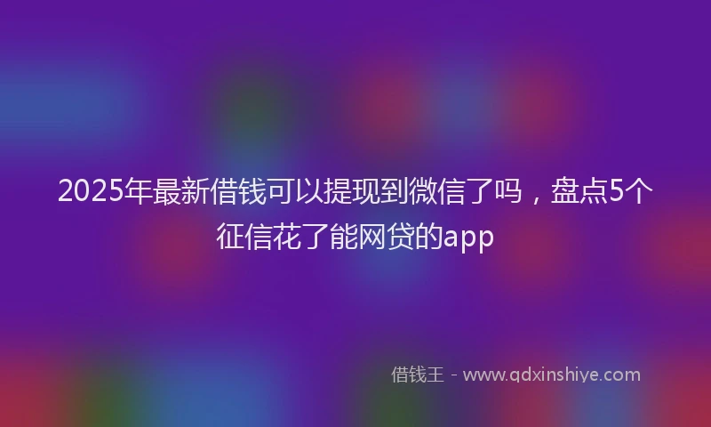 2025年最新借钱可以提现到微信了吗，盘点5个征信花了能网贷的app