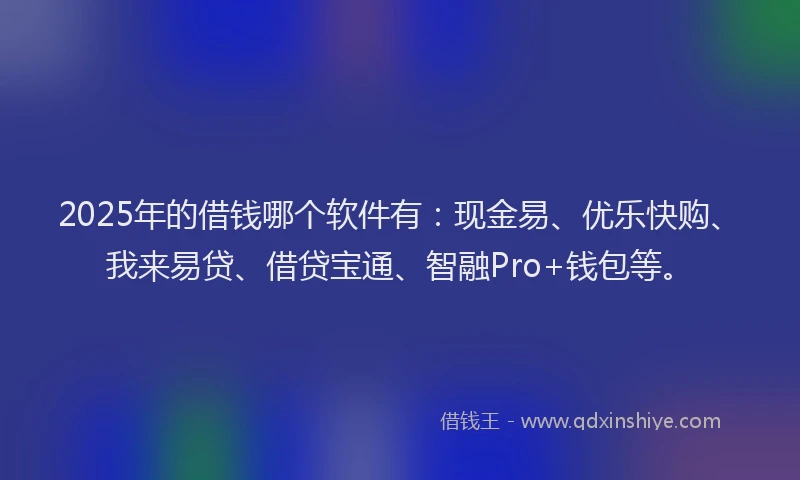 2025年的借钱哪个软件有：现金易、优乐快购、我来易贷、借贷宝通、智融Pro+钱包等。