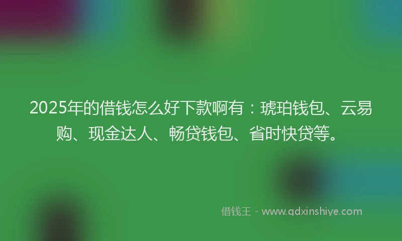 2025年的借钱怎么好下款啊有：琥珀钱包、云易购、现金达人、畅贷钱包、省时快贷等。