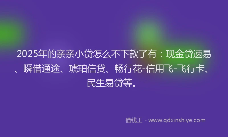 2025年的亲亲小贷怎么不下款了有：现金贷速易、瞬借通途、琥珀信贷、畅行花-信用飞-飞行卡、民生易贷等。