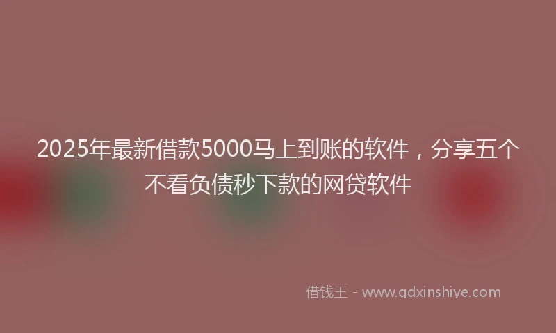 2025年最新借款5000马上到账的软件，分享五个不看负债秒下款的网贷软件