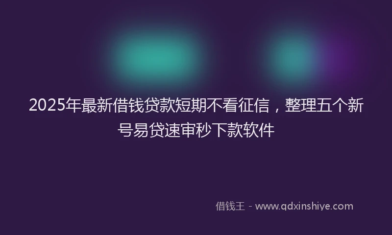 2025年最新借钱贷款短期不看征信，整理五个新号易贷速审秒下款软件