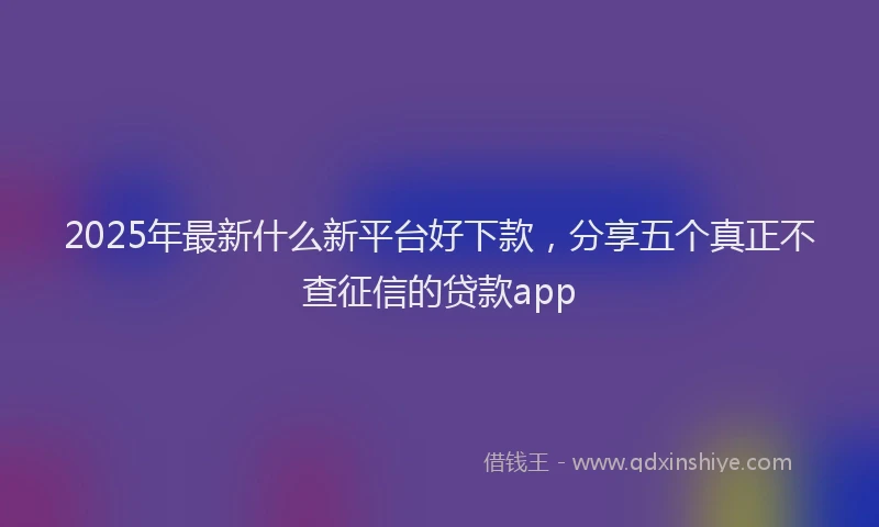 2025年最新什么新平台好下款，分享五个真正不查征信的贷款app