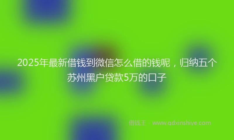 2025年最新借钱到微信怎么借的钱呢，归纳五个苏州黑户贷款5万的口子