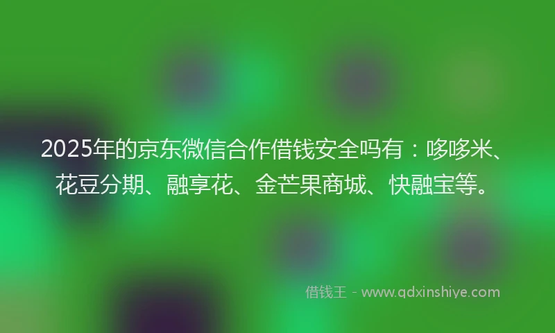 2025年的京东微信合作借钱安全吗有：哆哆米、花豆分期、融享花、金芒果商城、快融宝等。