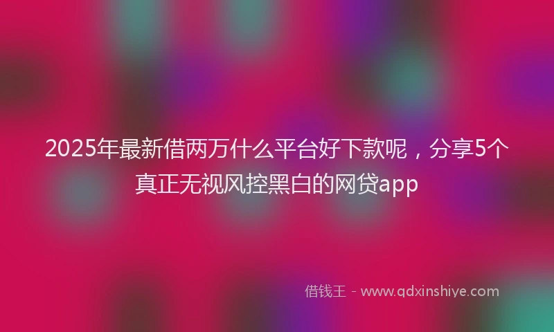 2025年最新借两万什么平台好下款呢，分享5个真正无视风控黑白的网贷app