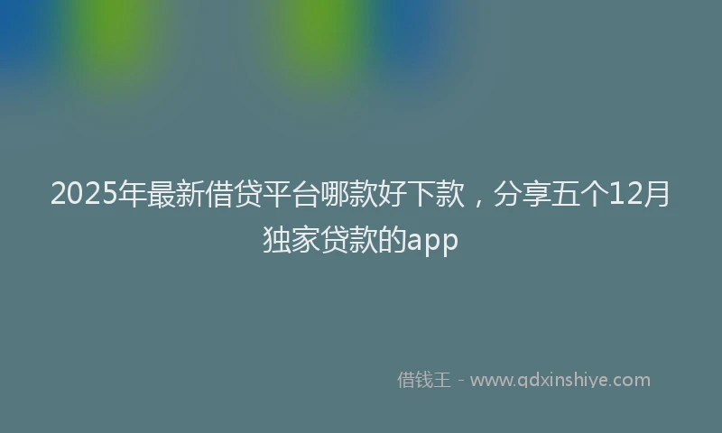 2025年最新借贷平台哪款好下款，分享五个12月独家贷款的app