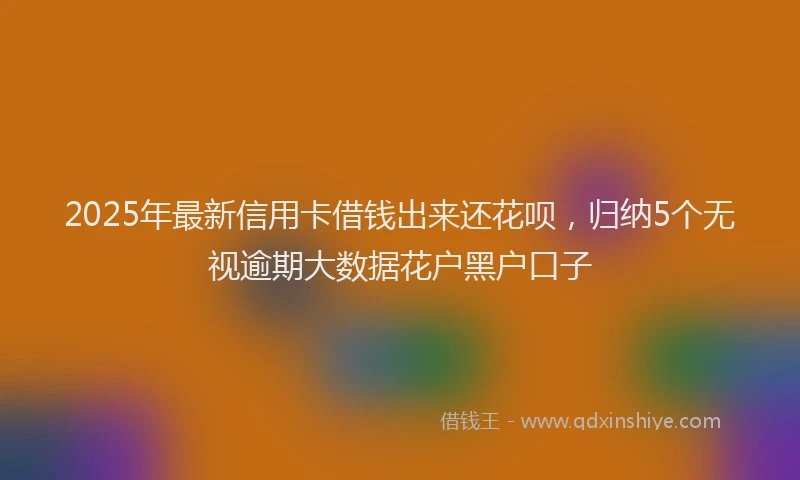 2025年最新信用卡借钱出来还花呗，归纳5个无视逾期大数据花户黑户口子