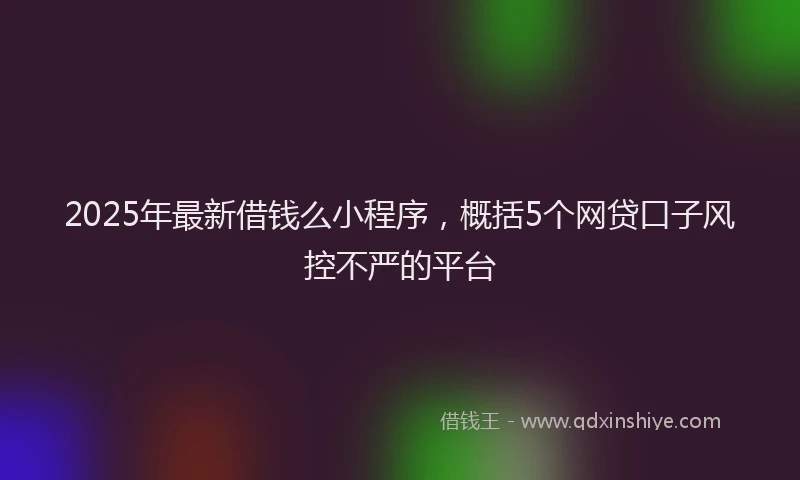 2025年最新借钱么小程序，概括5个网贷口子风控不严的平台