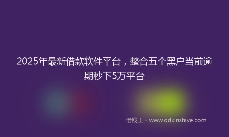 2025年最新借款软件平台，整合五个黑户当前逾期秒下5万平台