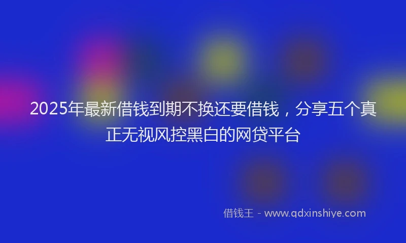 2025年最新借钱到期不换还要借钱，分享五个真正无视风控黑白的网贷平台