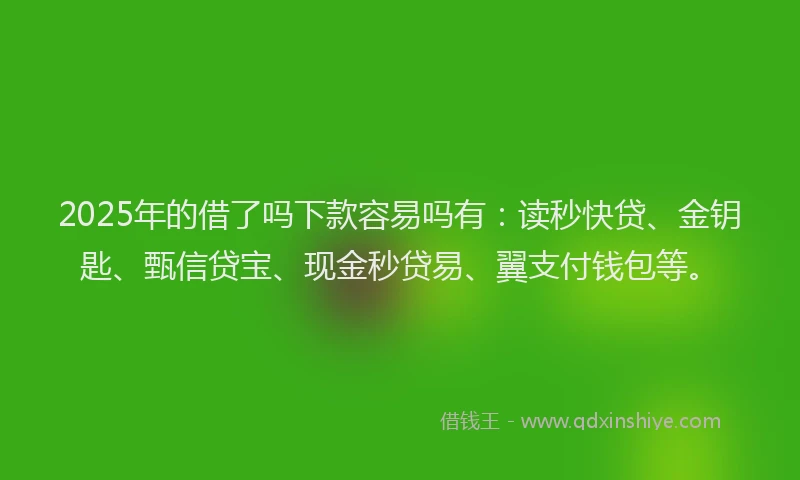 2025年的借了吗下款容易吗有：读秒快贷、金钥匙、甄信贷宝、现金秒贷易、翼支付钱包等。