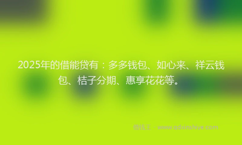 2025年的借能贷有：多多钱包、如心来、祥云钱包、桔子分期、惠享花花等。