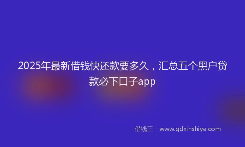 2025年最新借钱快还款要多久，汇总五个黑户贷款必下口子app