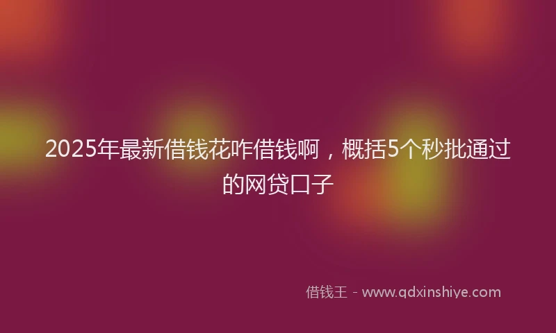 2025年最新借钱花咋借钱啊，概括5个秒批通过的网贷口子