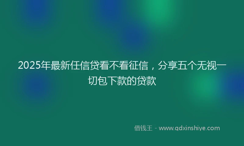 2025年最新任信贷看不看征信，分享五个无视一切包下款的贷款