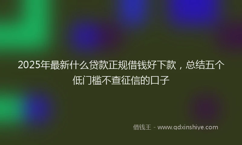 2025年最新什么贷款正规借钱好下款，总结五个低门槛不查征信的口子