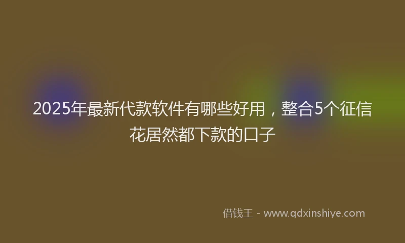 2025年最新代款软件有哪些好用，整合5个征信花居然都下款的口子