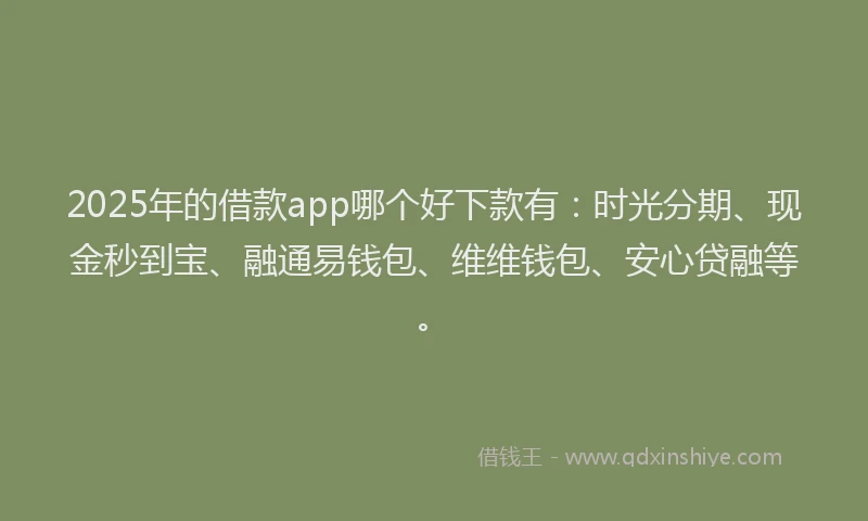 2025年的借款app哪个好下款有：时光分期、现金秒到宝、融通易钱包、维维钱包、安心贷融等。