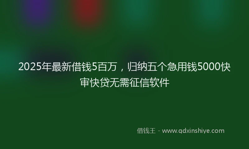 2025年最新借钱5百万，归纳五个急用钱5000快审快贷无需征信软件