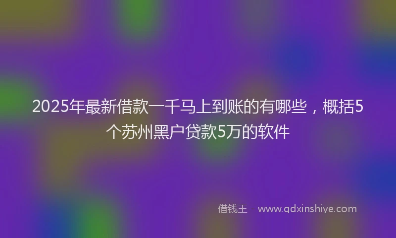 2025年最新借款一千马上到账的有哪些，概括5个苏州黑户贷款5万的软件
