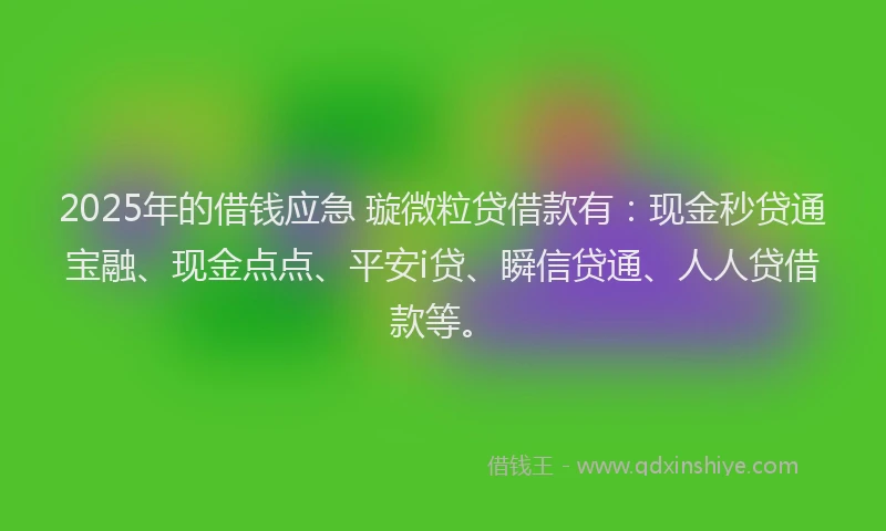 2025年的借钱应急 璇微粒贷借款有：现金秒贷通宝融、现金点点、平安i贷、瞬信贷通、人人贷借款等。