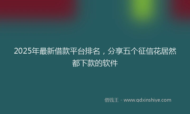 2025年最新借款平台排名，分享五个征信花居然都下款的软件